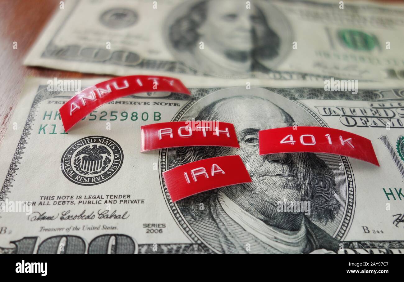IRA and 401k money Stock Photo