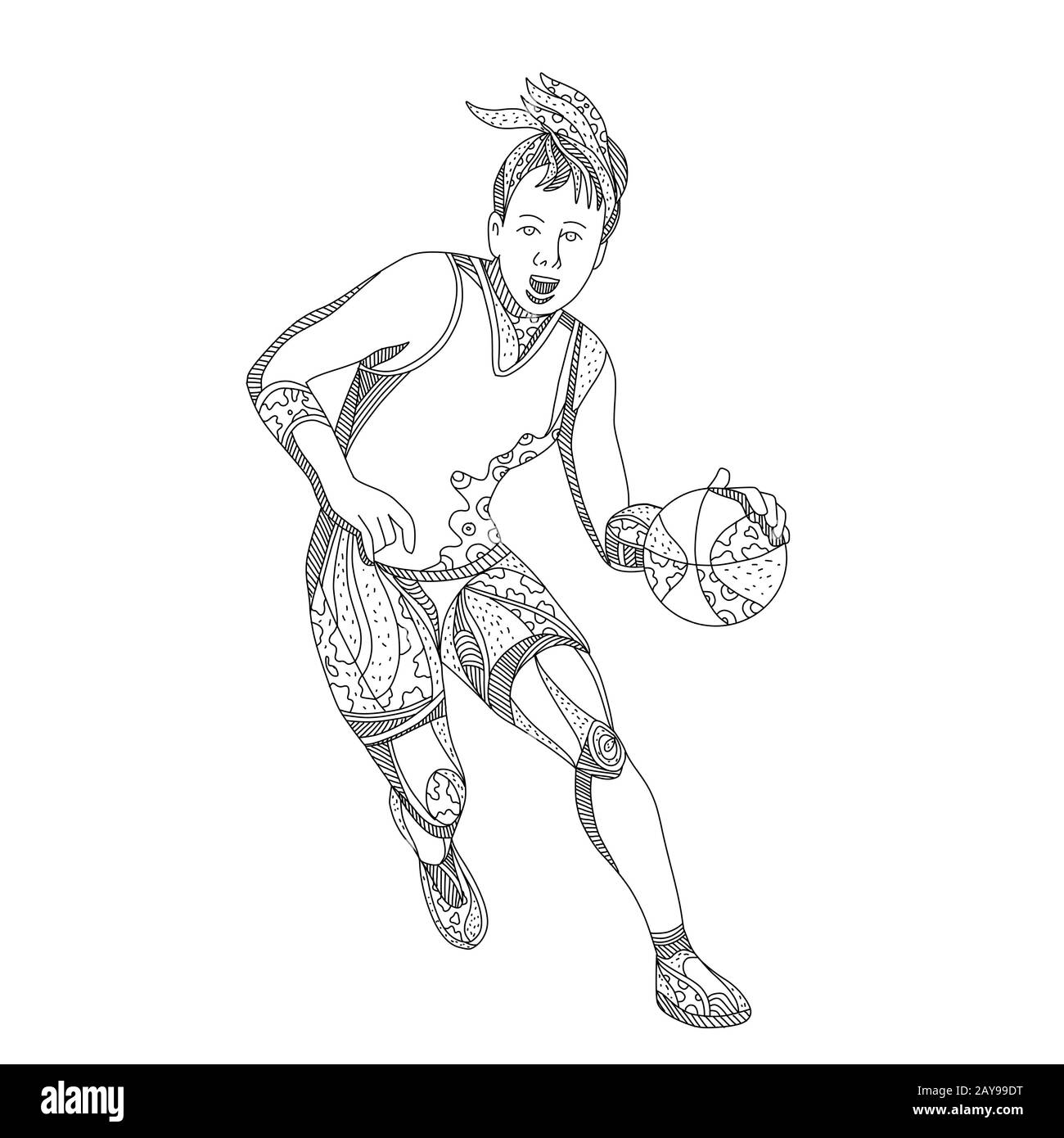 Female Basketball Player Doodle Art Stock Photo