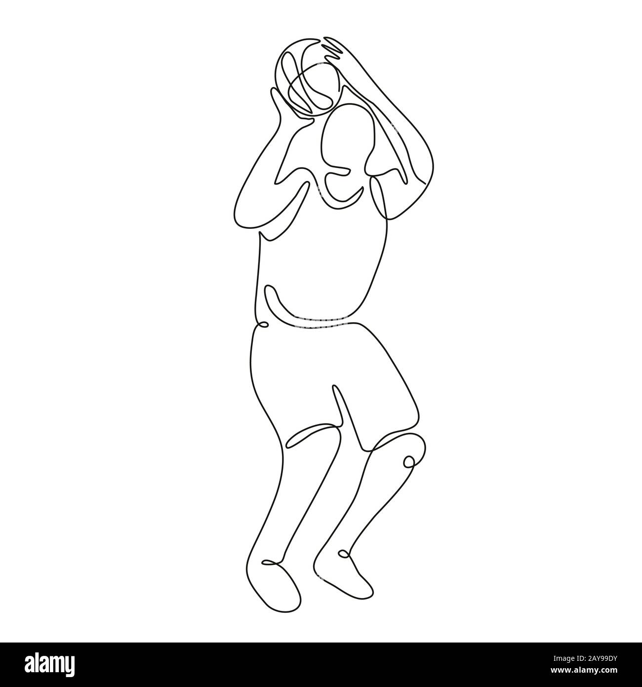 Basketball Player Free Throw Continuous Line Stock Photo Alamy