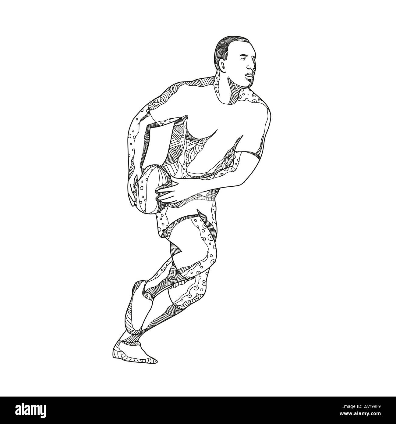 Rugby Player Passing Ball Doodle Art Stock Photo Alamy