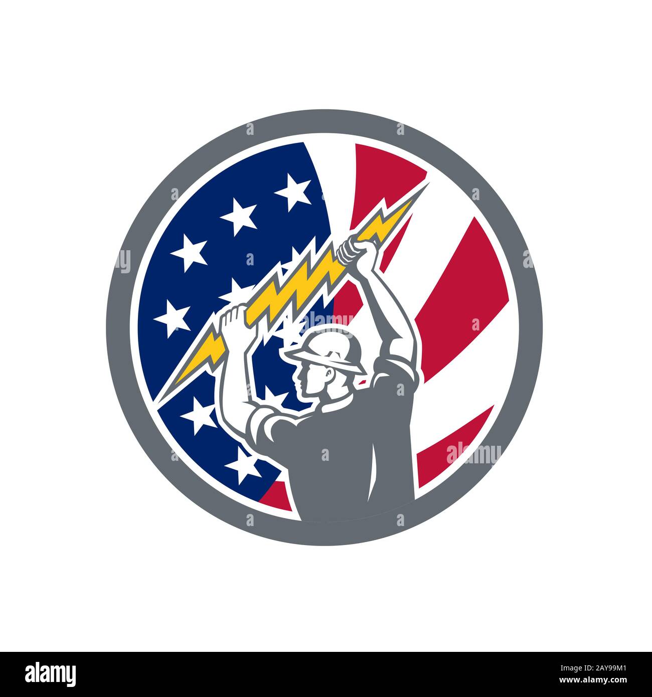 American Electrician USA Flag Icon Stock Photo Alamy