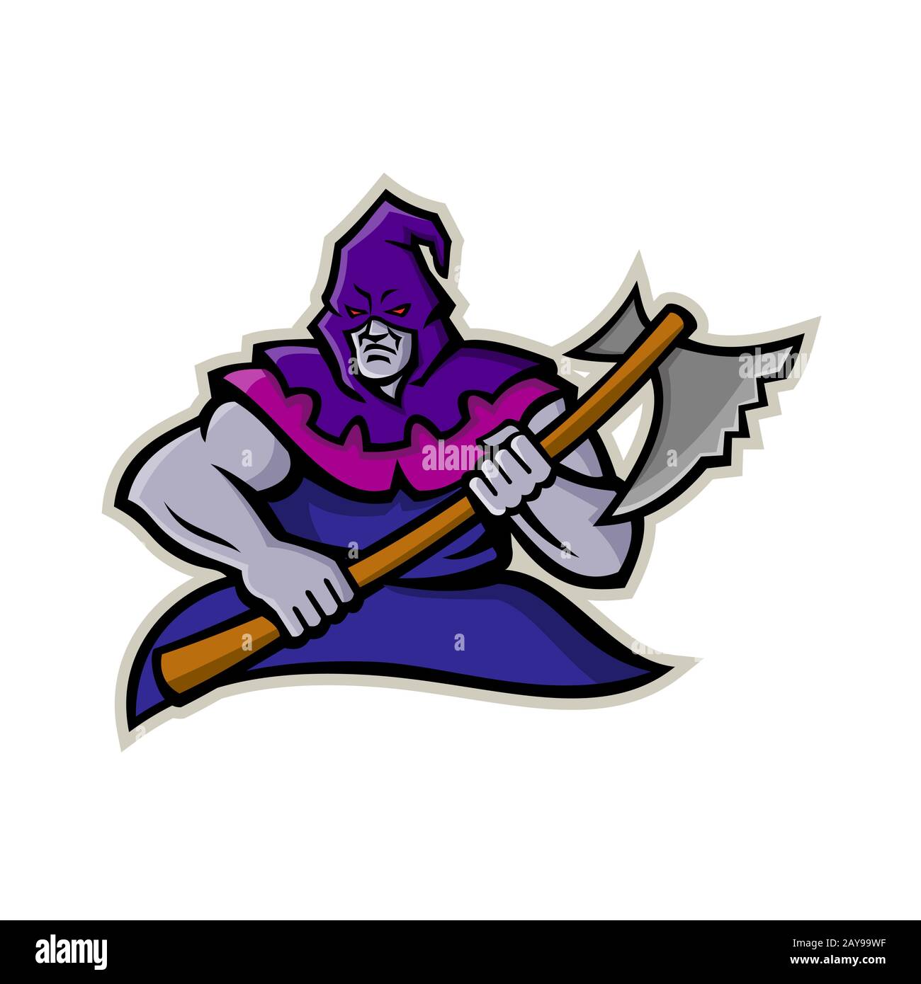 Hooded Medieval Executioner Mascot Stock Photo