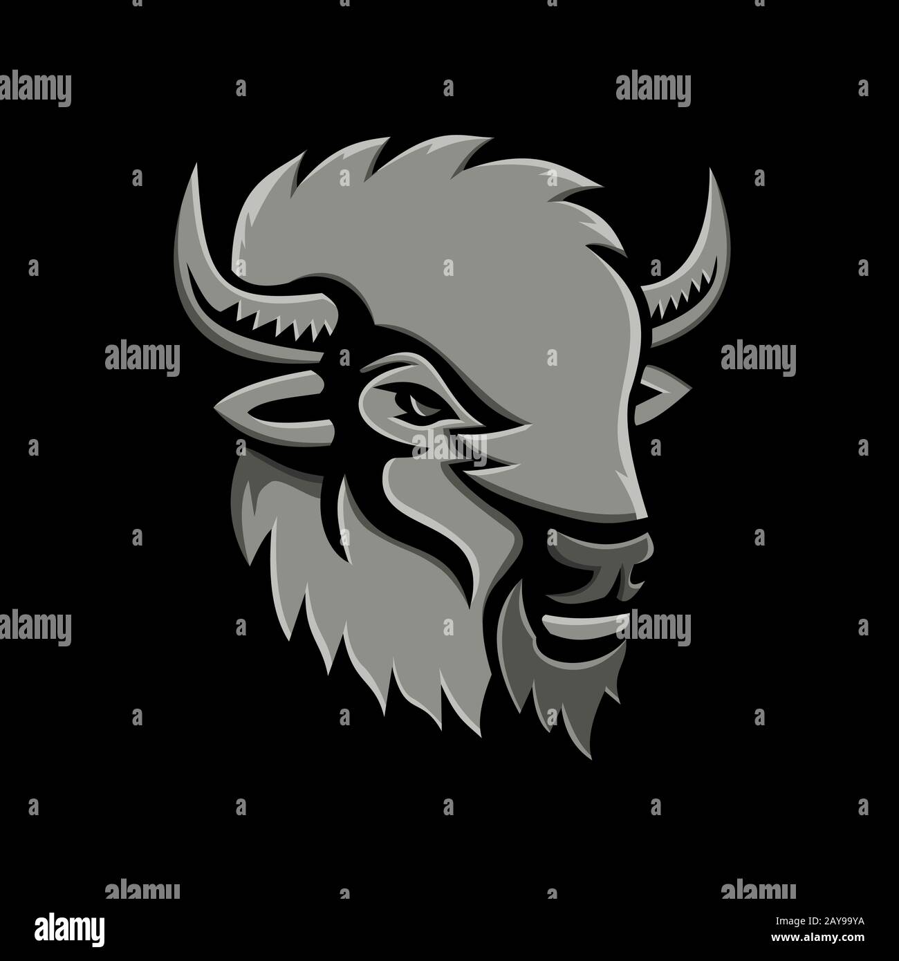 American Bison Head Metallic Icon Stock Photo - Alamy