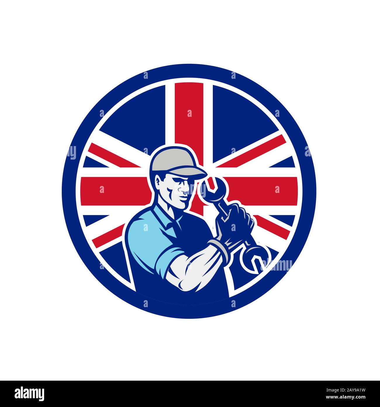 British Auto Mechanic Union Jack Flag Icon Stock Photo Alamy
