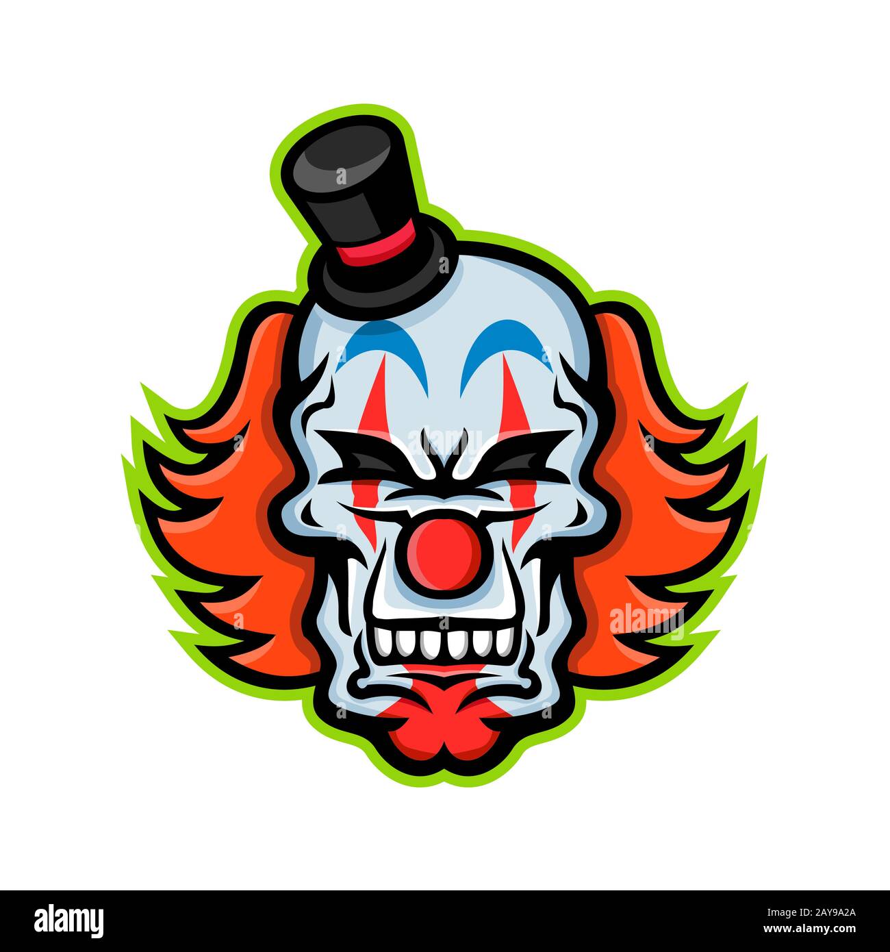 Whiteface Clown Skull Mascot Stock Photo