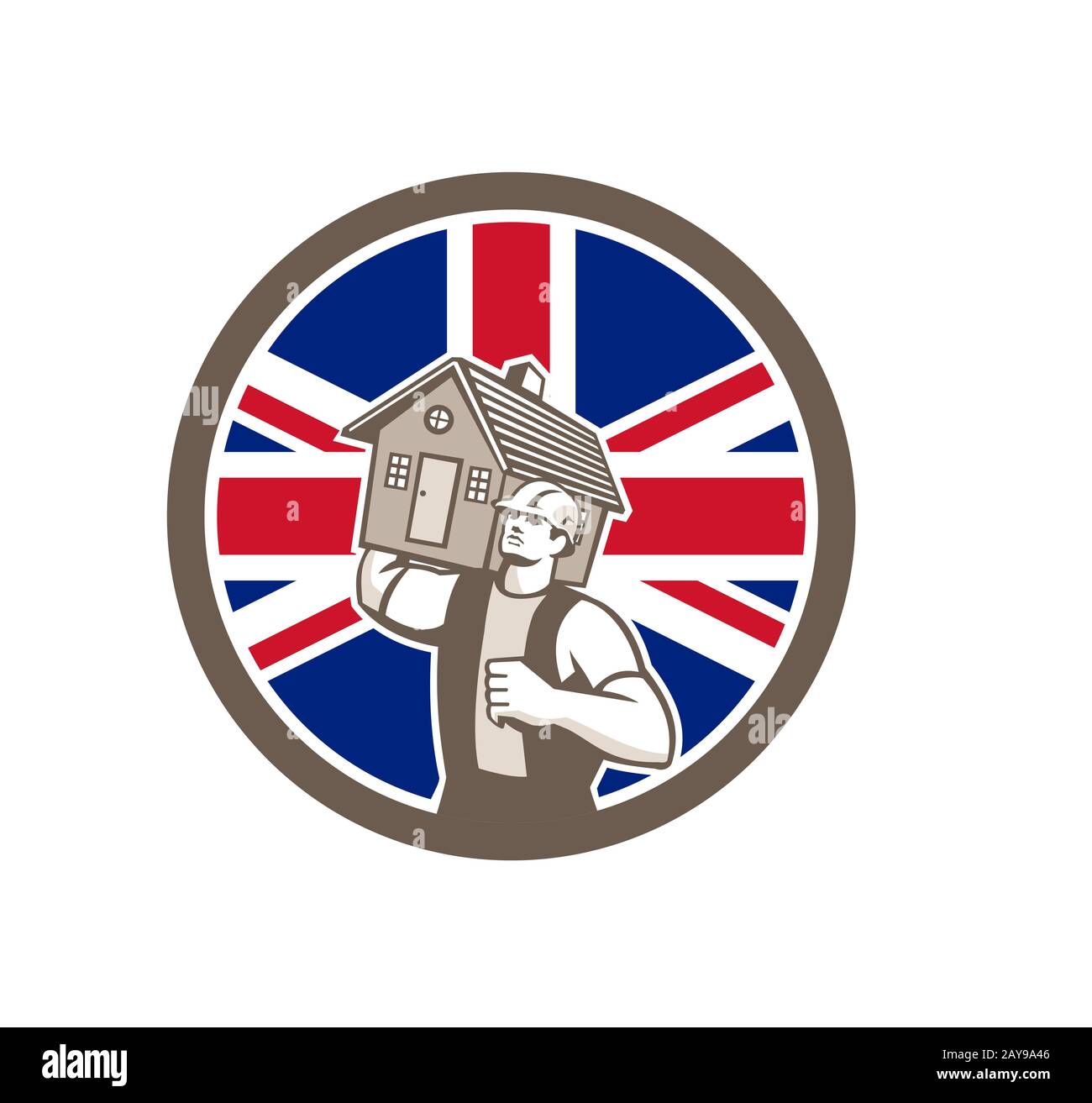 British House Removal Union Jack Flag Icon Stock Photo