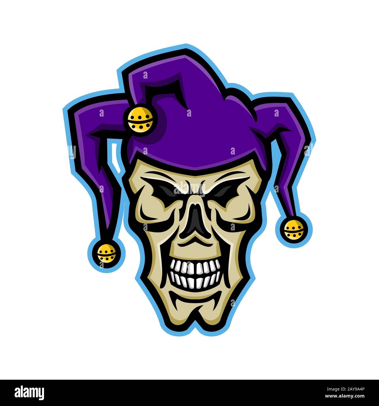 Court Jester Skull Mascot Stock Photo