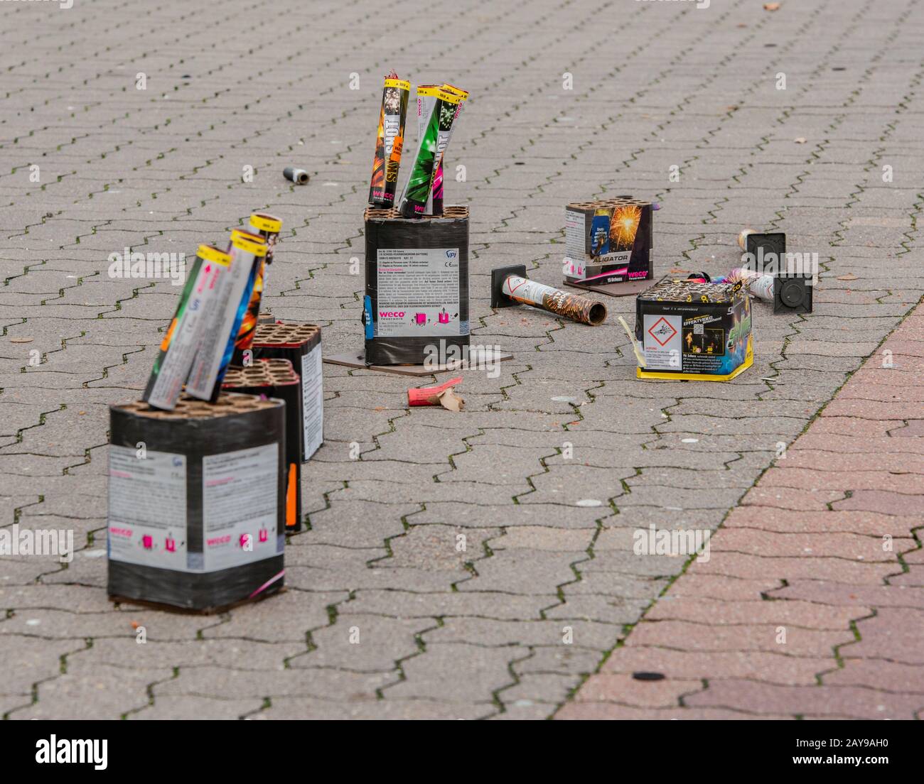 New Year's Eve fireworks garbage after the New Year's Eve night Stock