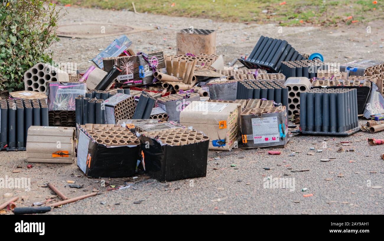 New Year's Eve fireworks garbage after the New Year's Eve night Stock