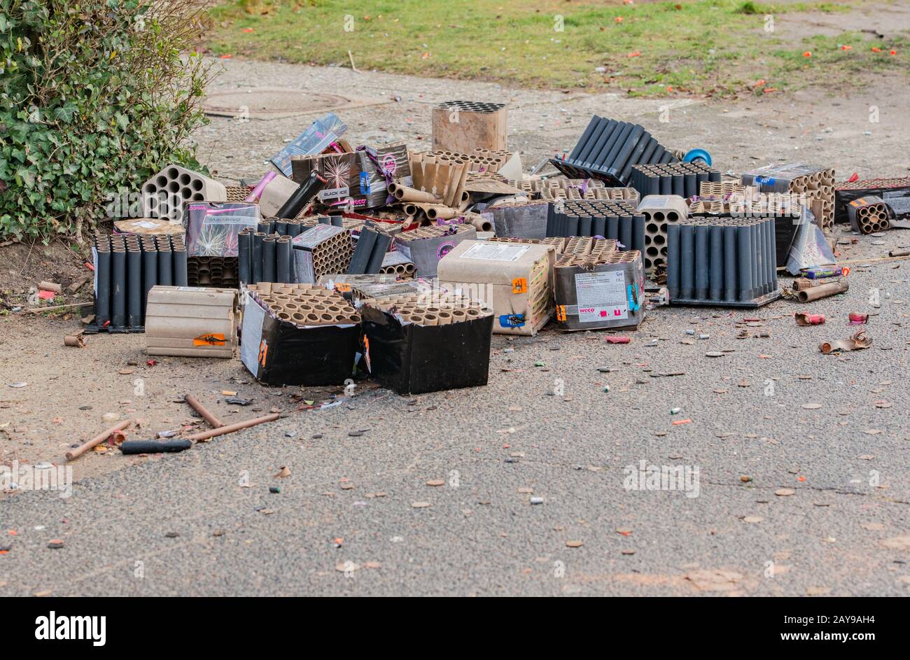 New Year's Eve fireworks garbage after the New Year's Eve night Stock