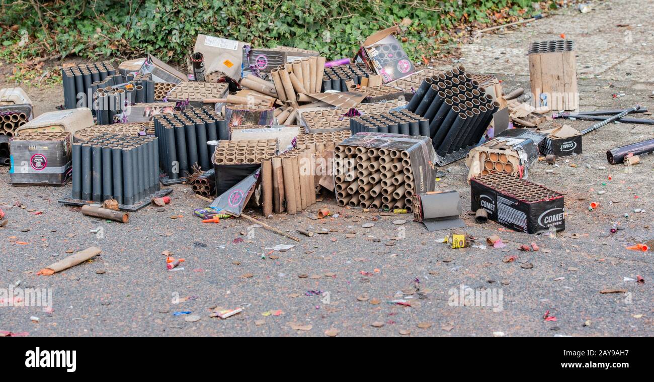 New Year's Eve fireworks garbage after the New Year's Eve night Stock