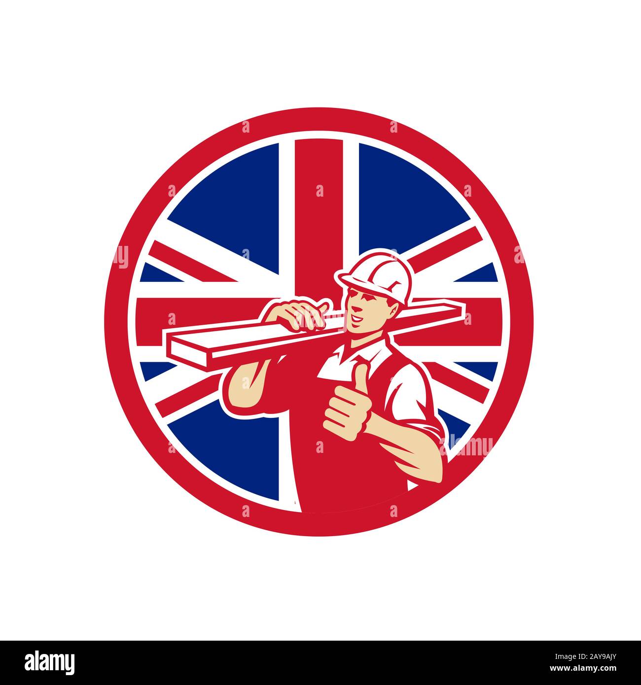 British Lumber Yard Worker Union Jack Flag Icon Stock Photo Alamy