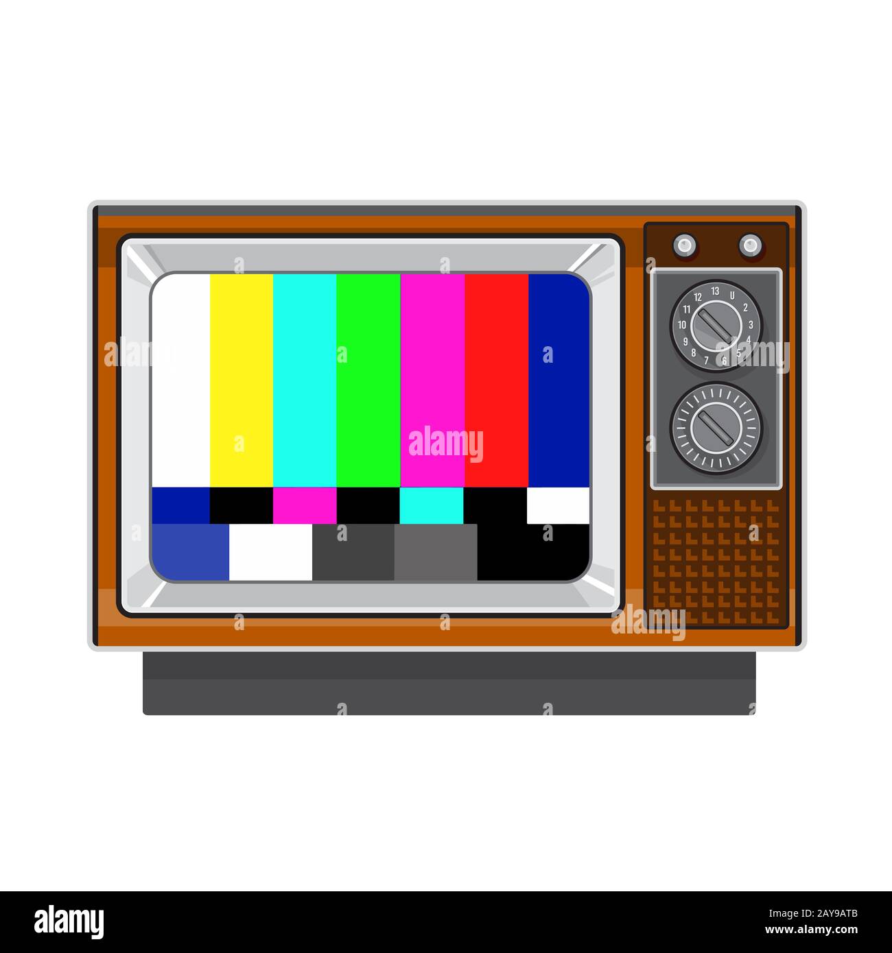Retro Television Set TV Test Card Signal Pattern Stock Photo