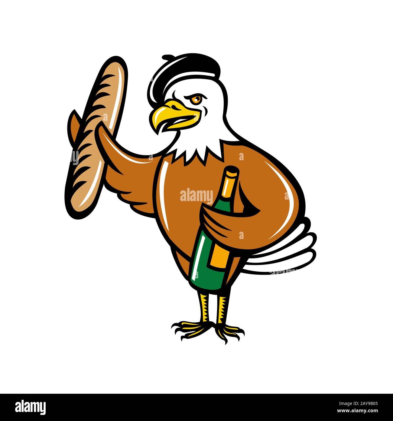 American Eagle Beret Baguette Wine Cartoon Stock Photo Alamy