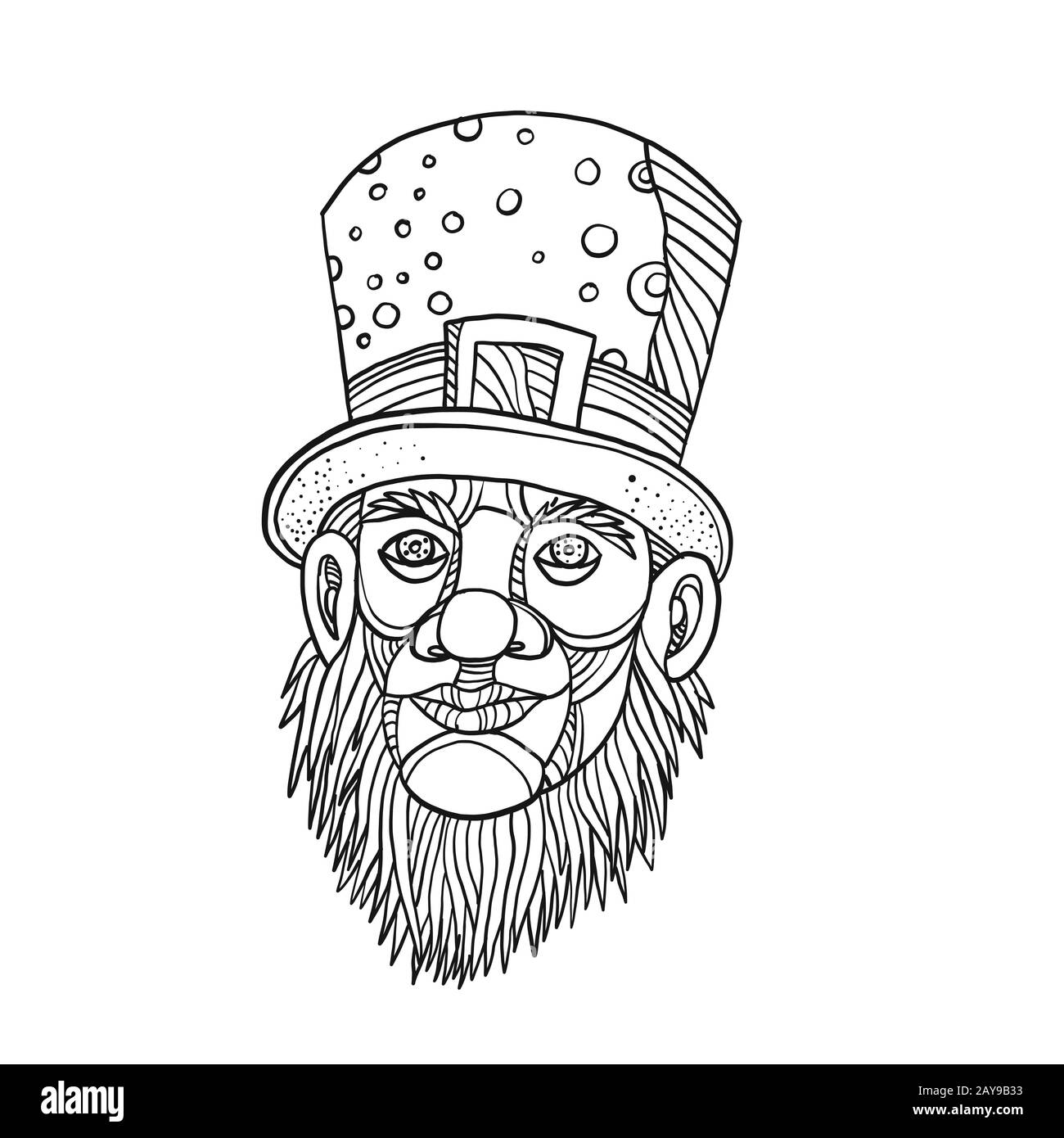 Irish Leprechaun Mono Line Stock Photo