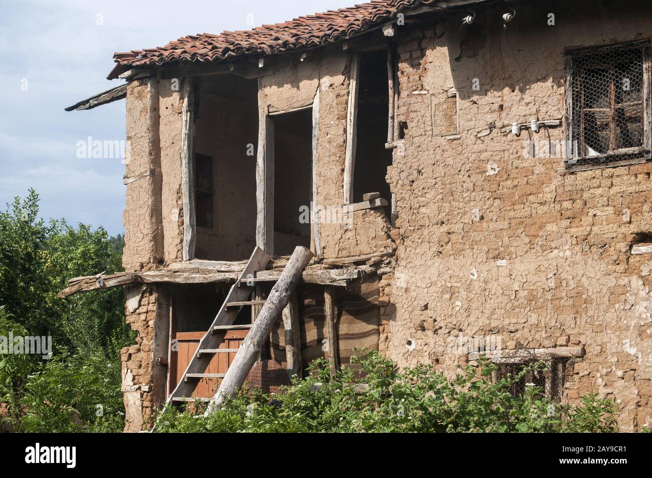 Old abandoned weathered retro vintage rural brick wall house Stock ...
