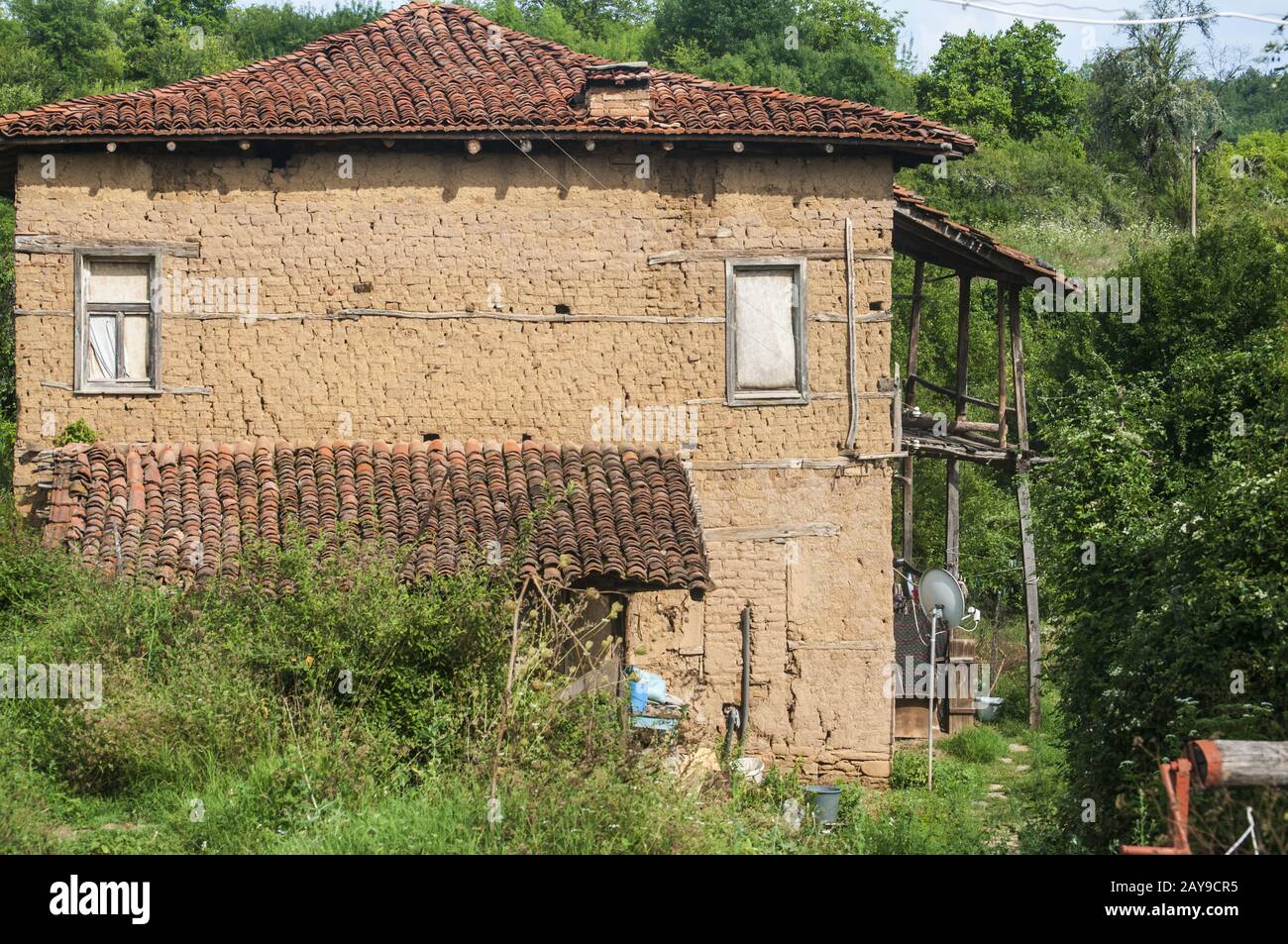 Old abandoned weathered retro vintage rural brick wall house Stock ...