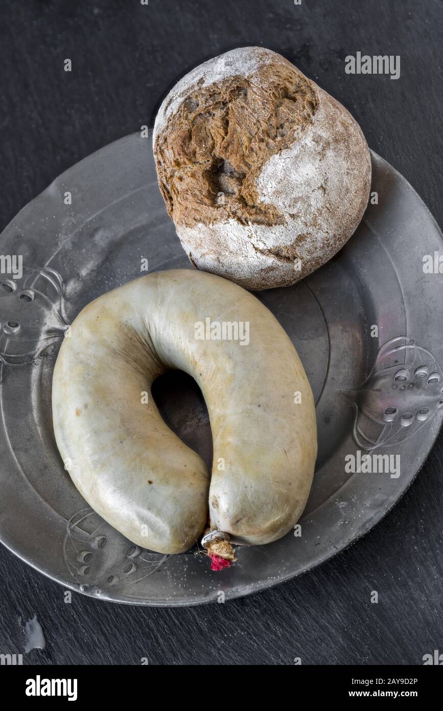 German liver sausage with onions Stock Photo Alamy