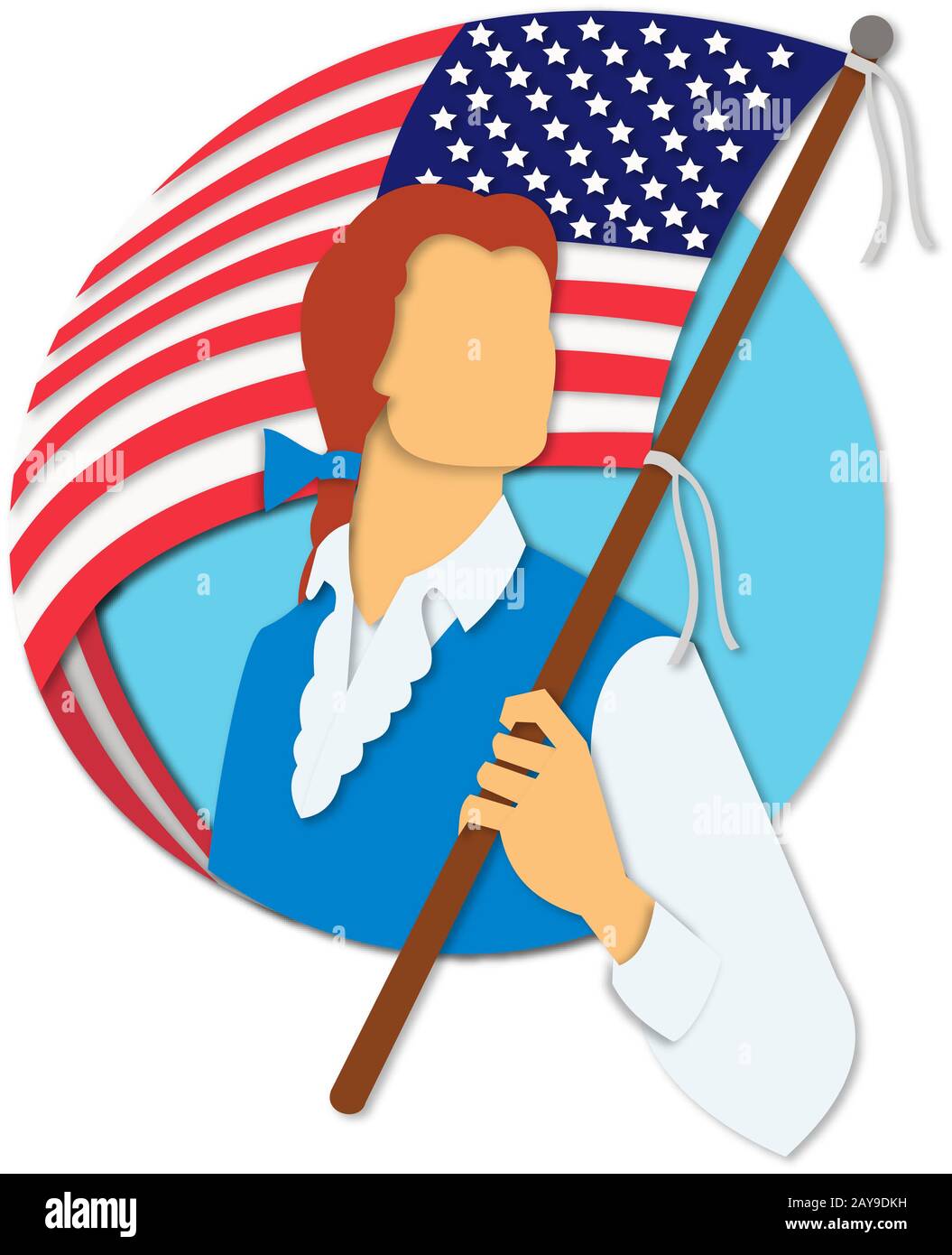 American Patriot Holding Flag Paper Cut Stock Photo Alamy