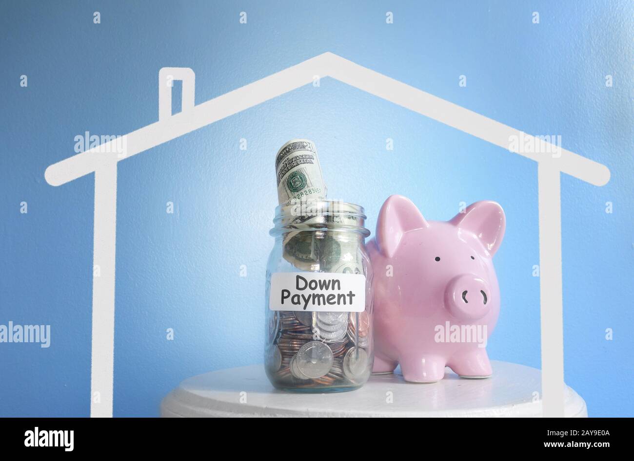 Home down payment money Stock Photo