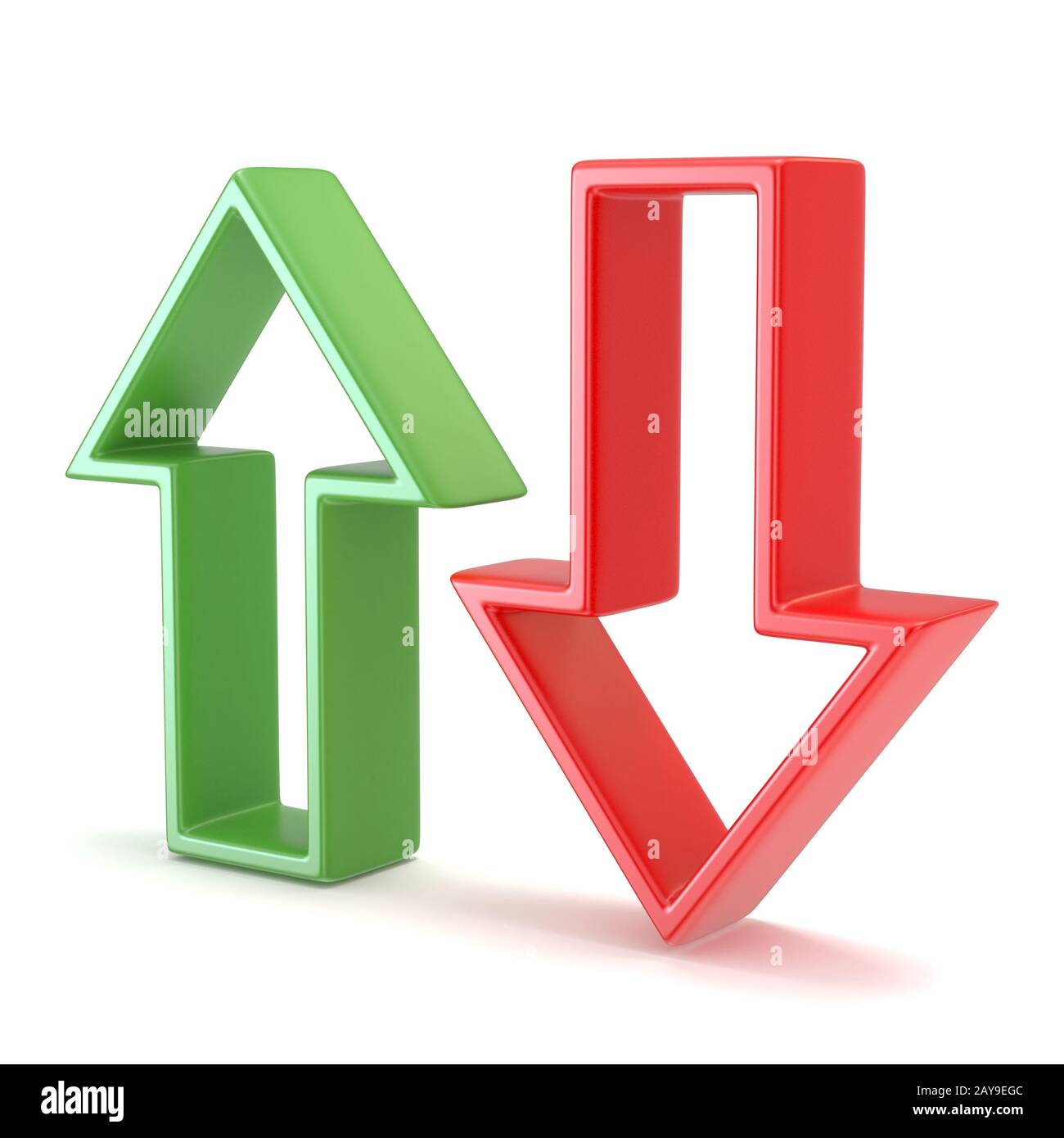 3d red arrows downward arrows hi-res stock photography and images - Alamy