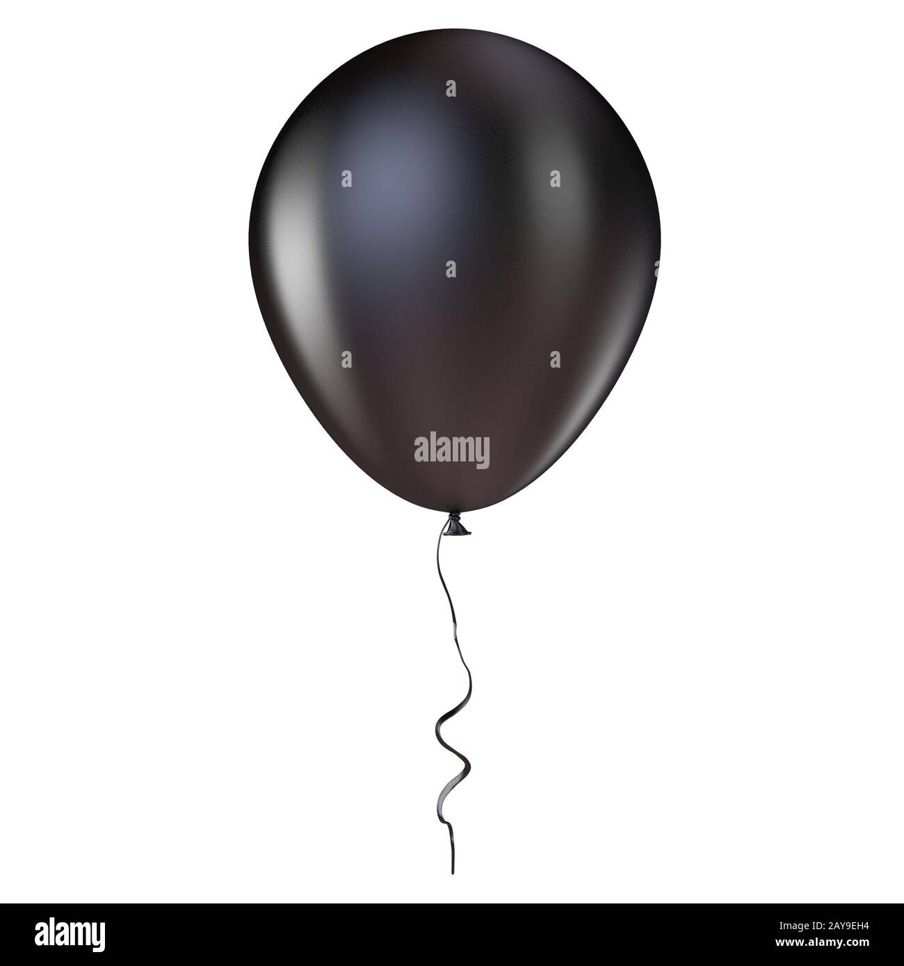Black helium balloon with ribbon. 3D Stock Photo