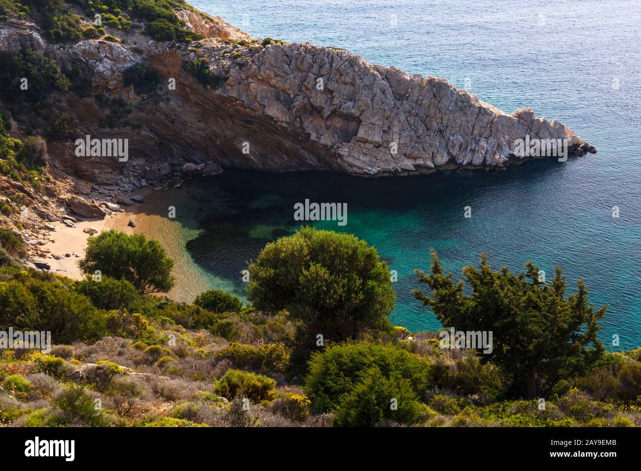 Small beach near Agios Ioannis Thermastis village on Fourni island, Greece  Stock Photo - Alamy