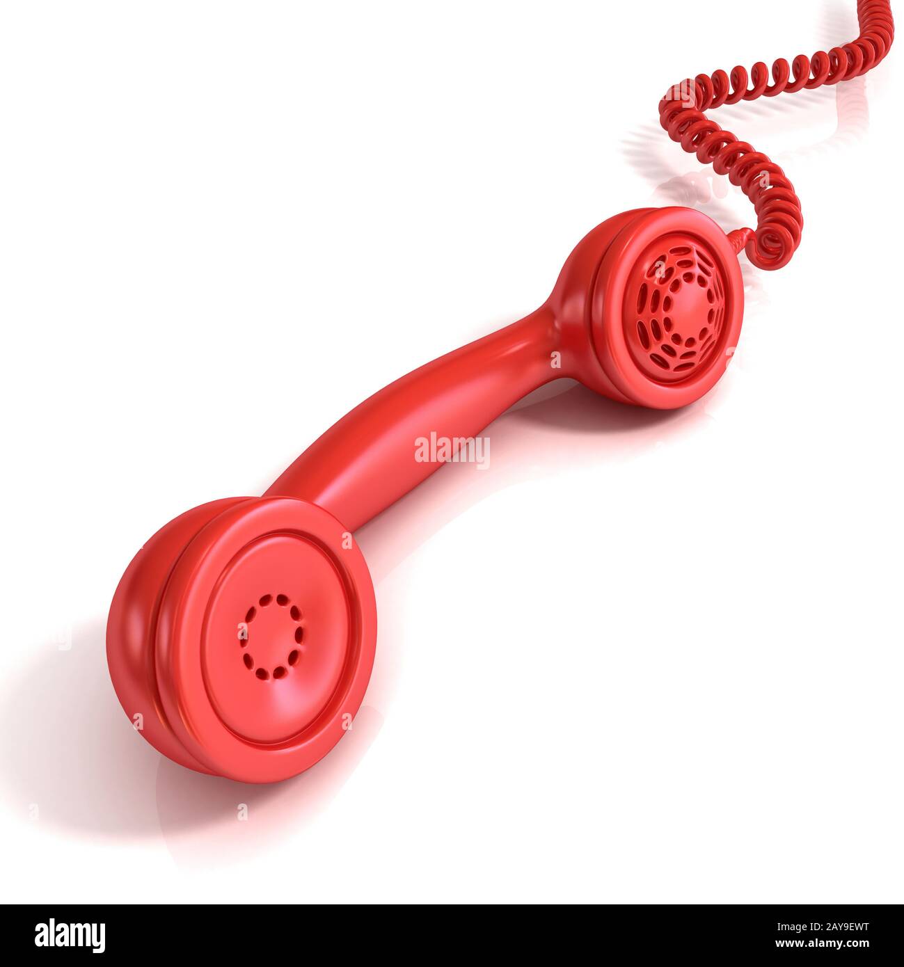 Red telephone handset, retro illustration Stock Photo