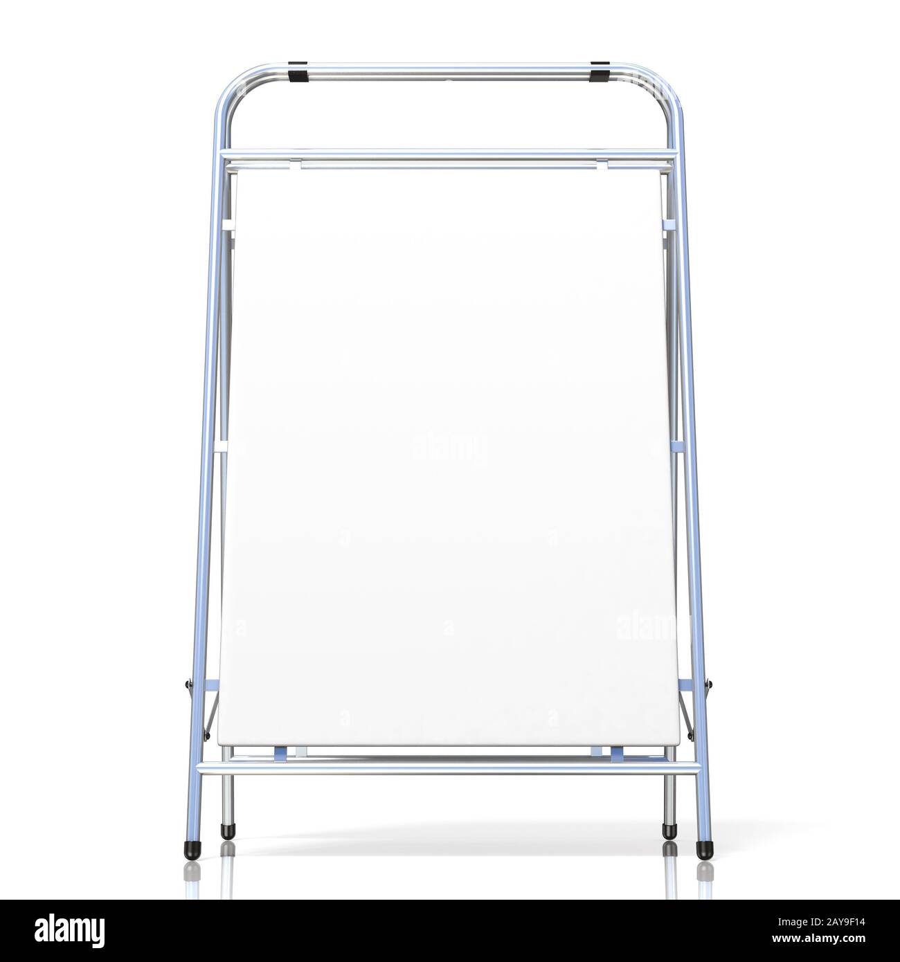 Metal advertising stand, with copy space board. Front view. 3D Stock ...
