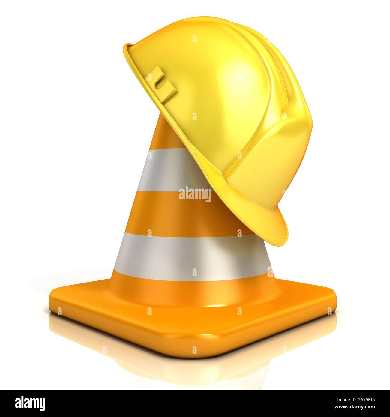 Traffic cone and safety helmet Stock Photo - Alamy