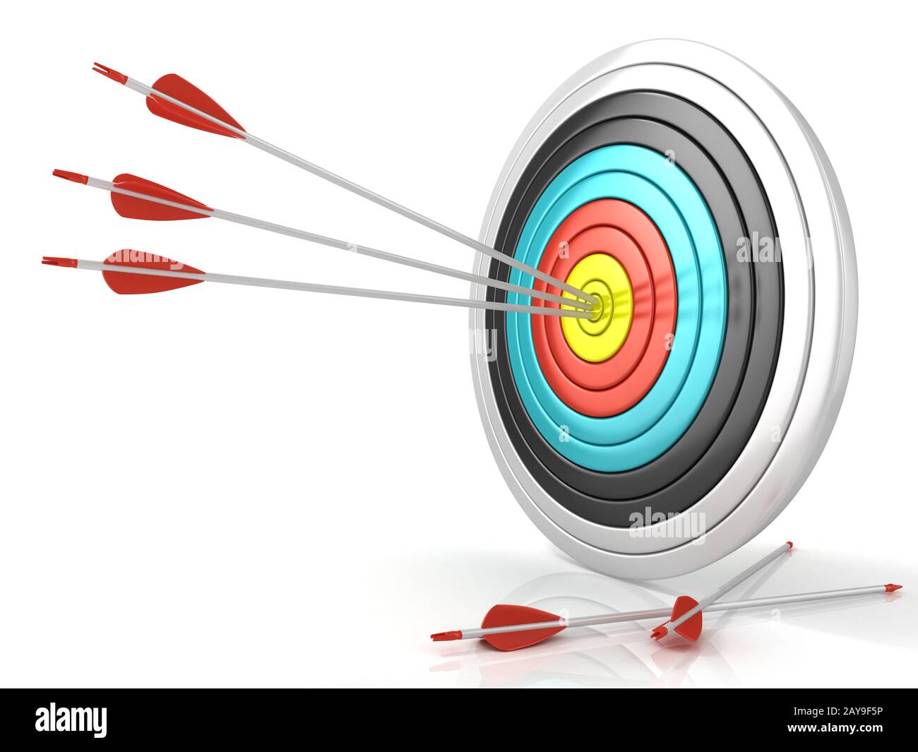 Archery target with red arrows in the center Stock Photo Alamy