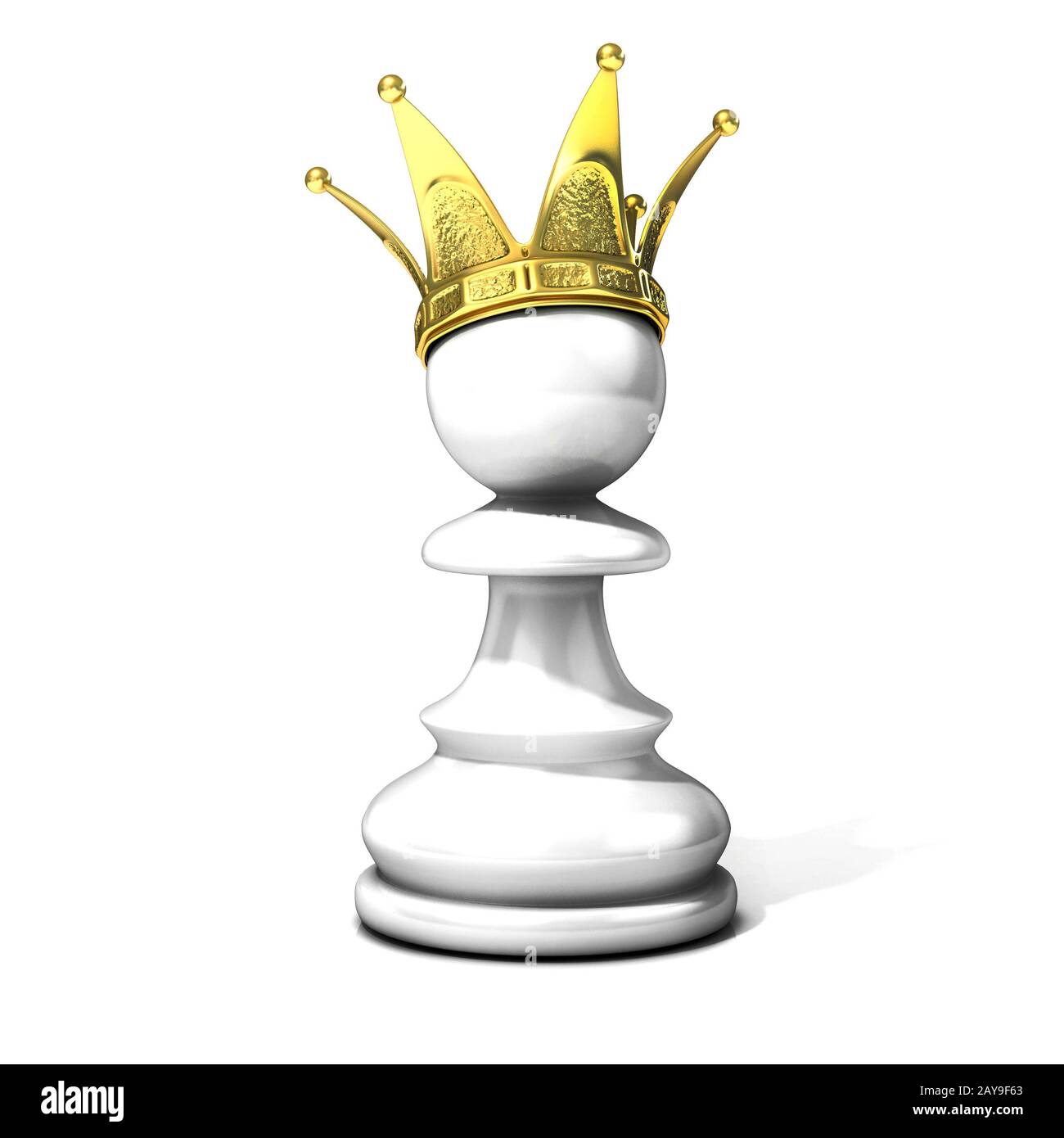 White pawn with a golden crown Stock Photo Alamy