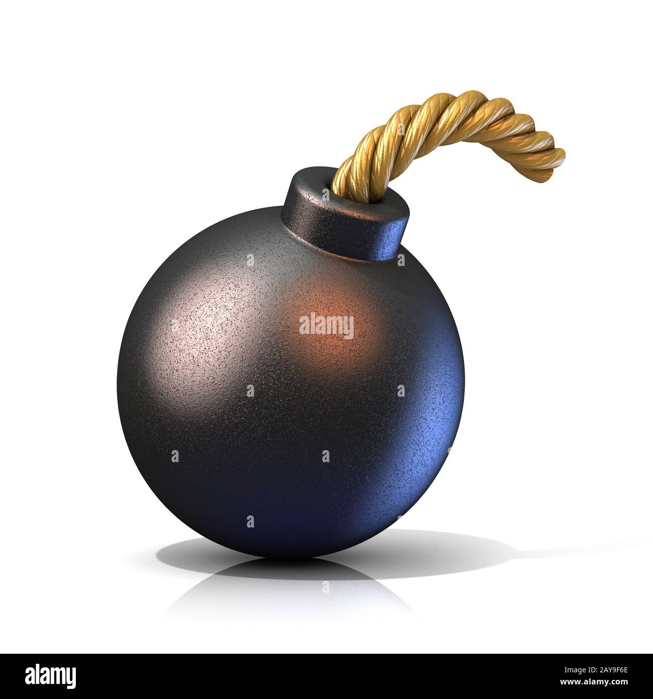 Retro black bomb, isolated on white background. 3D Stock Photo