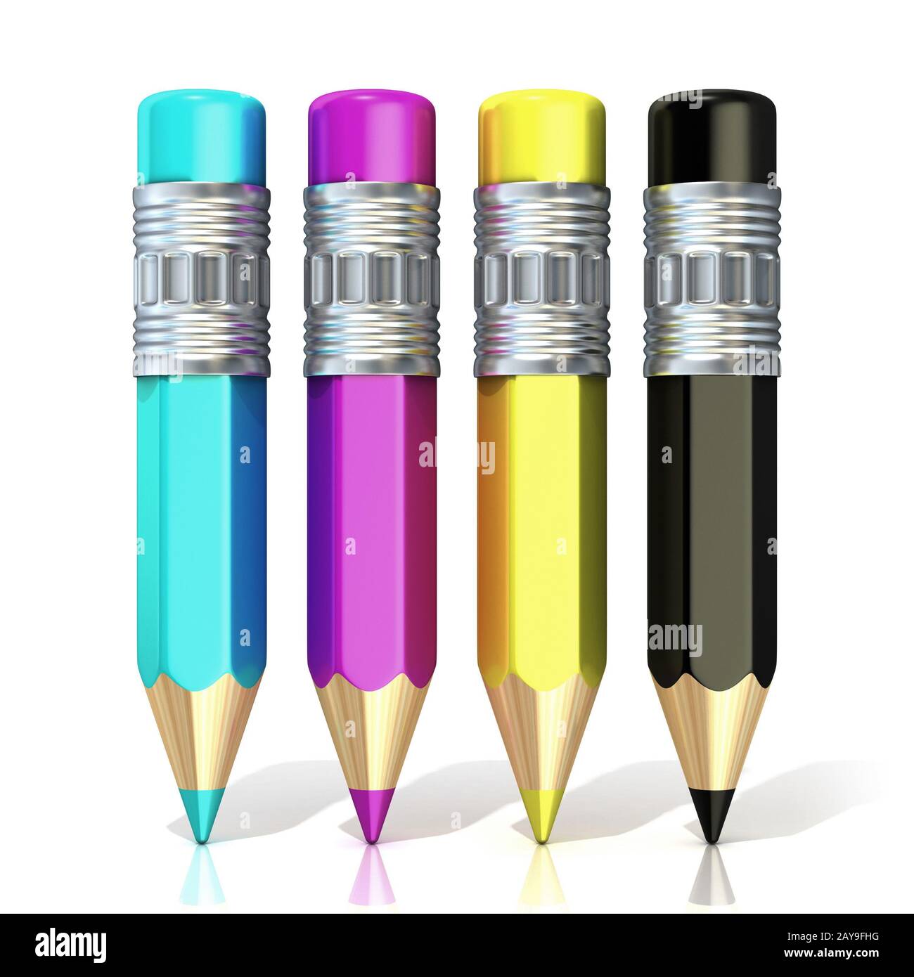 CMYK color pencils (cyan, magenta, yellow and black Stock Photo - Alamy