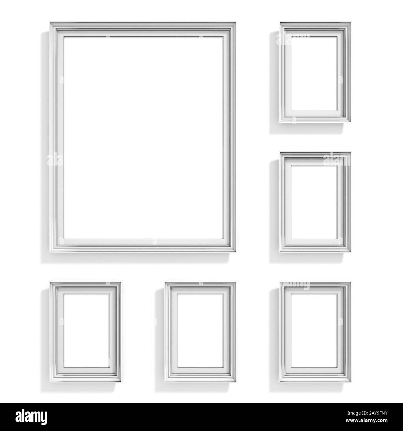 Blank picture frames. Website background template. Composition set