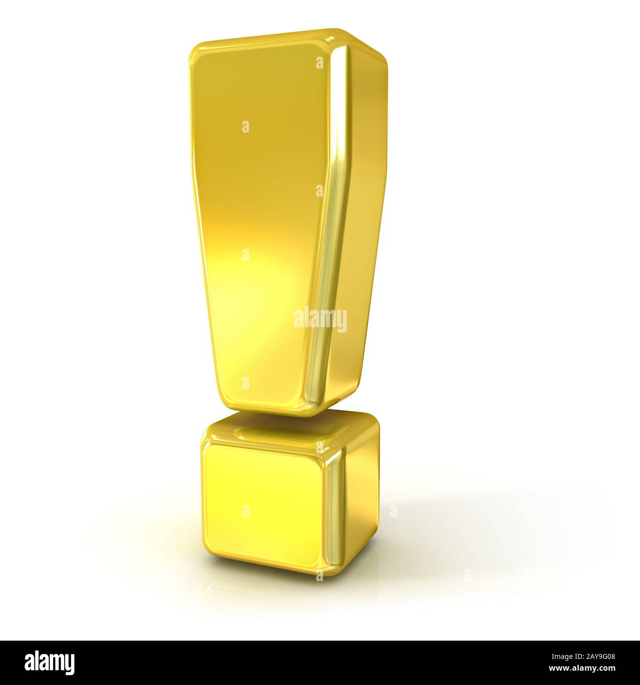 Exclamation mark 3D golden sign Stock Photo - Alamy