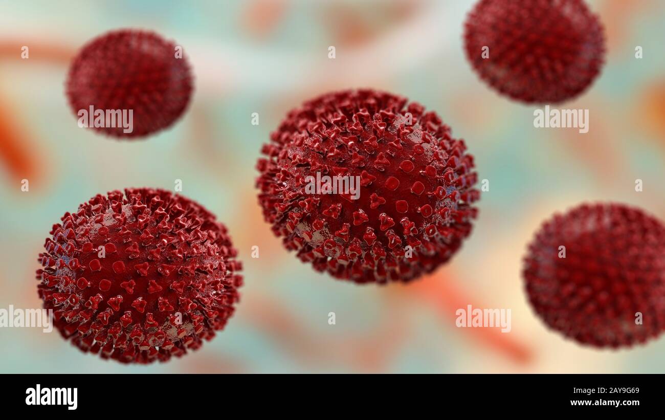 Flu viruses, illustration Stock Photo