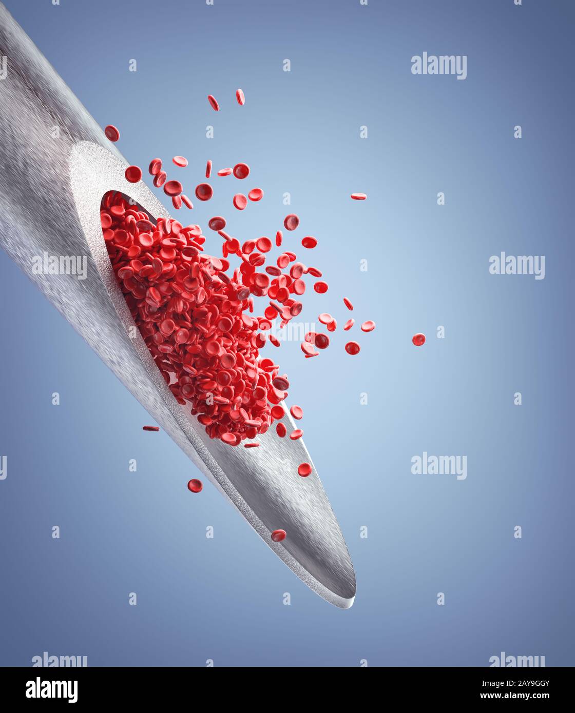 Hypodermic needle and blood, illustration Stock Photo Alamy
