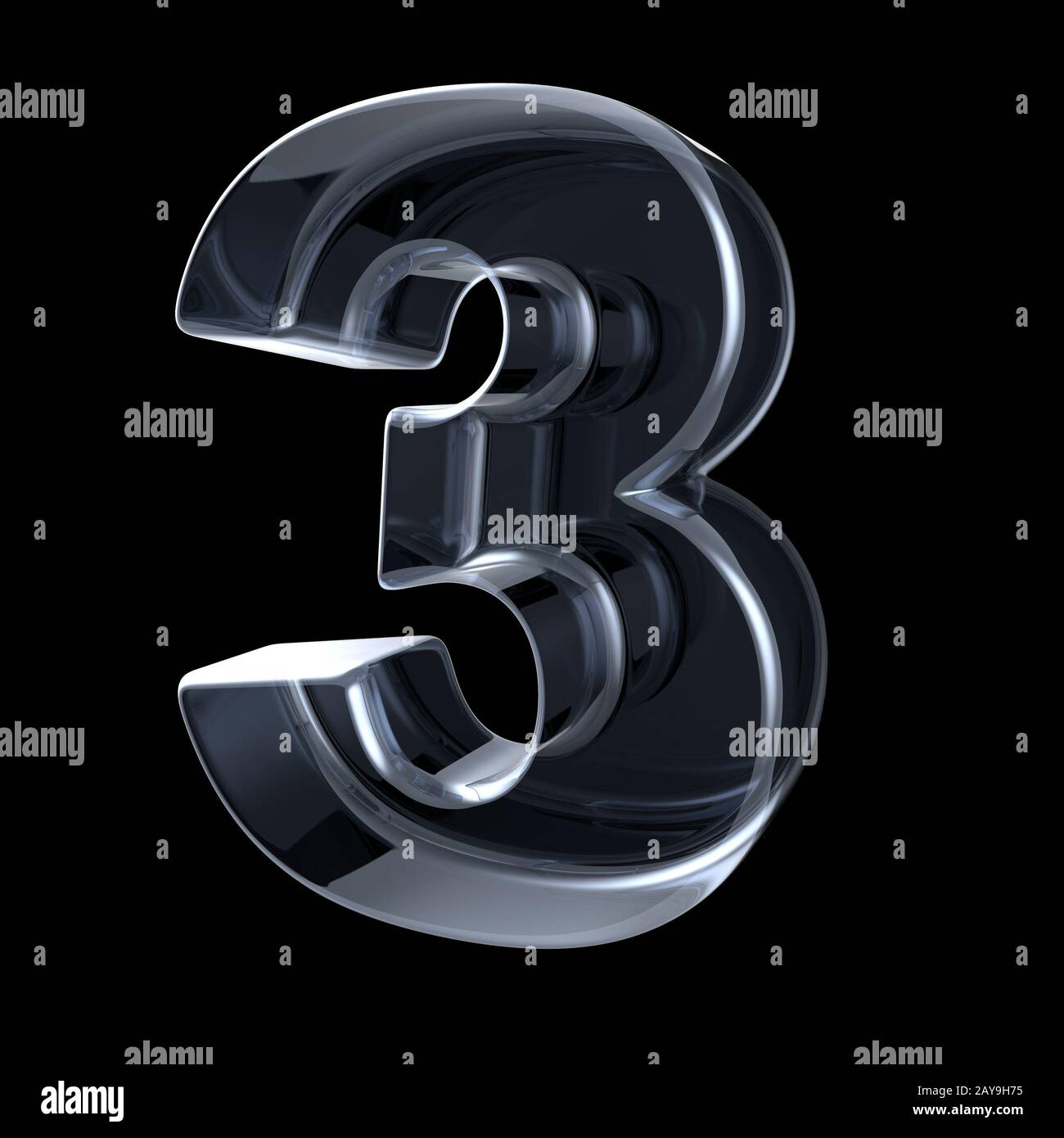 Transparent x-ray number 3 THREE. 3D Stock Photo - Alamy
