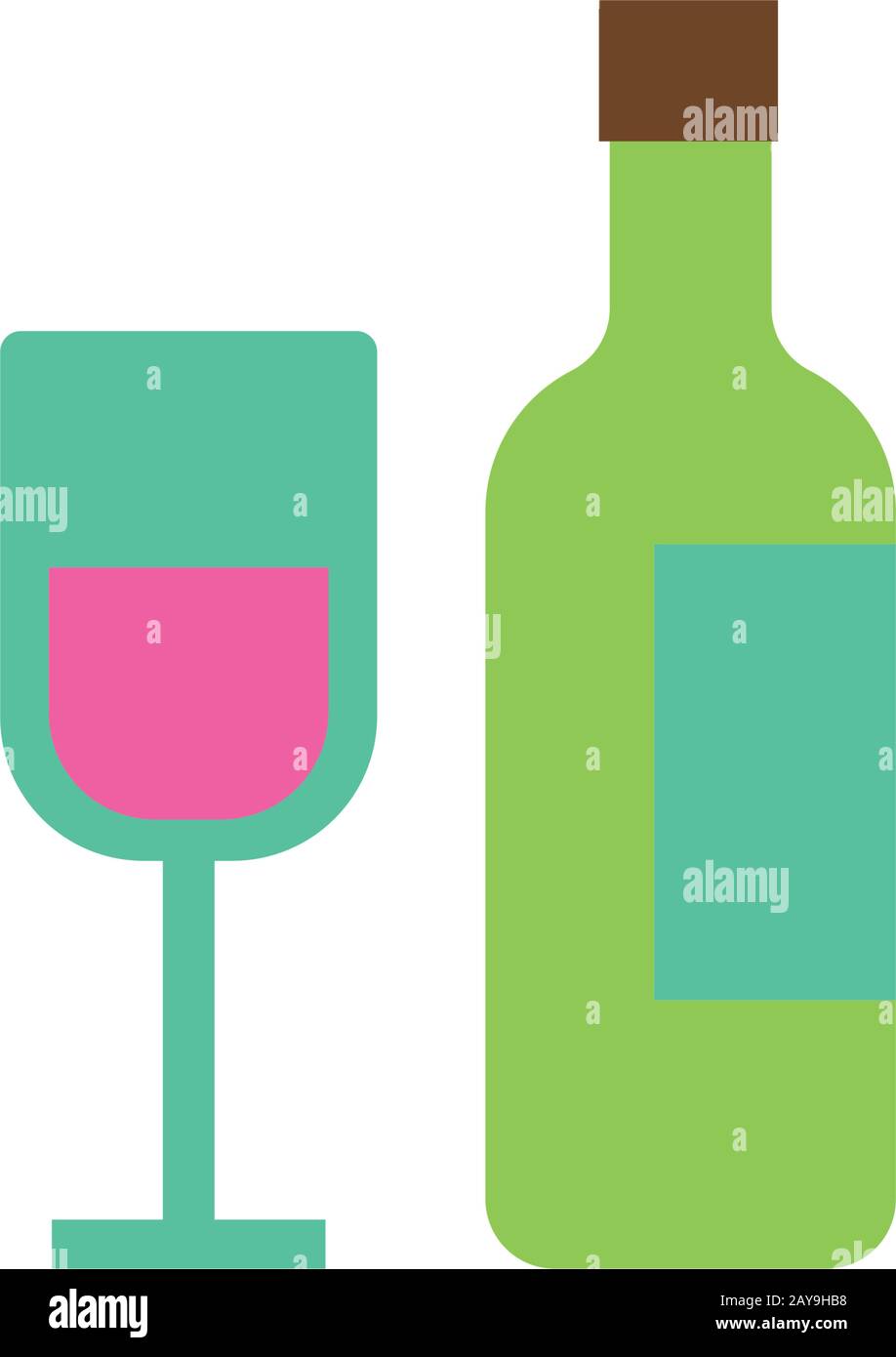 wine bottle and cup flat style Stock Vector Image & Art - Alamy