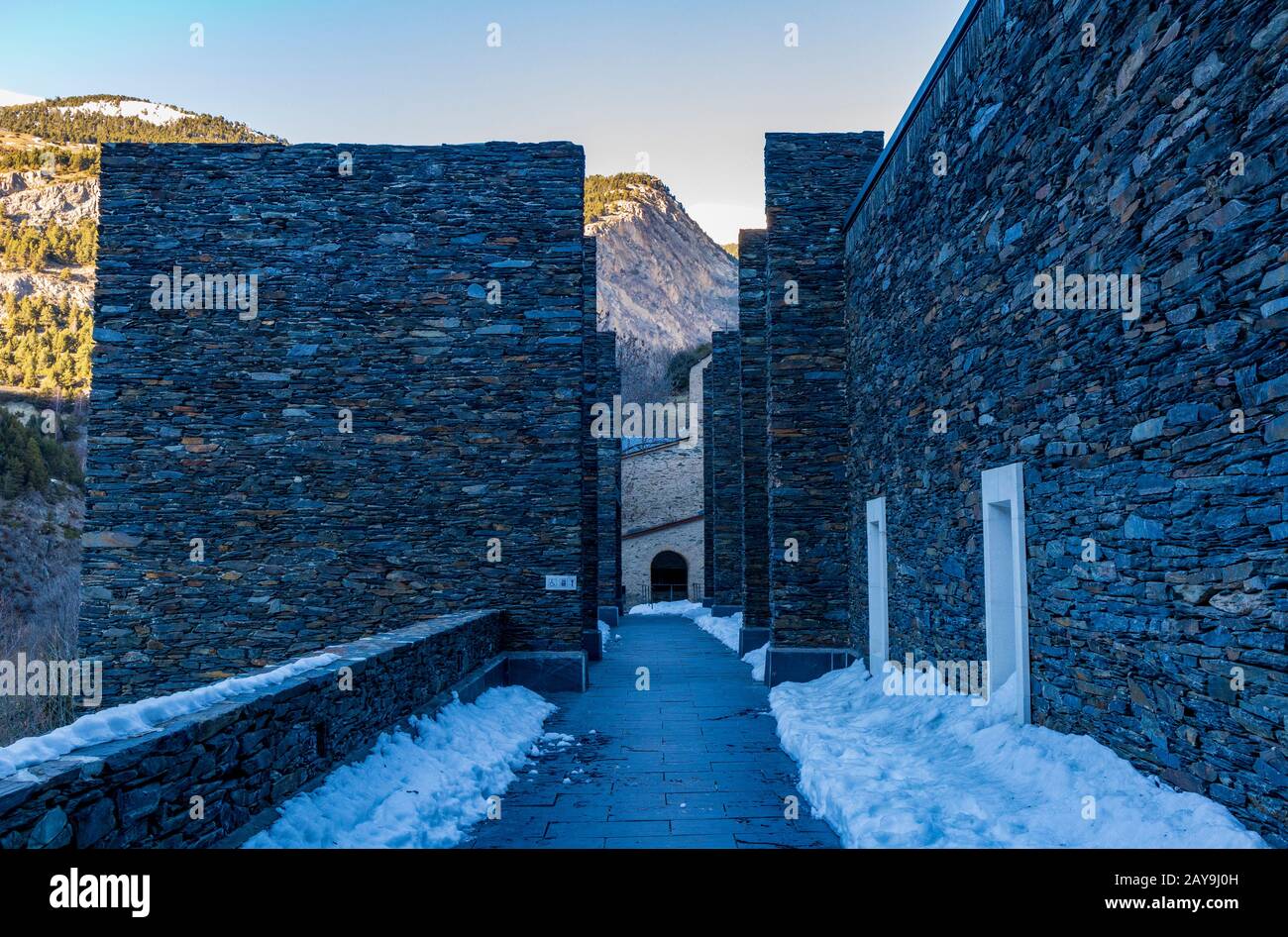 Religious architecture in Andorra in winter Stock Photo