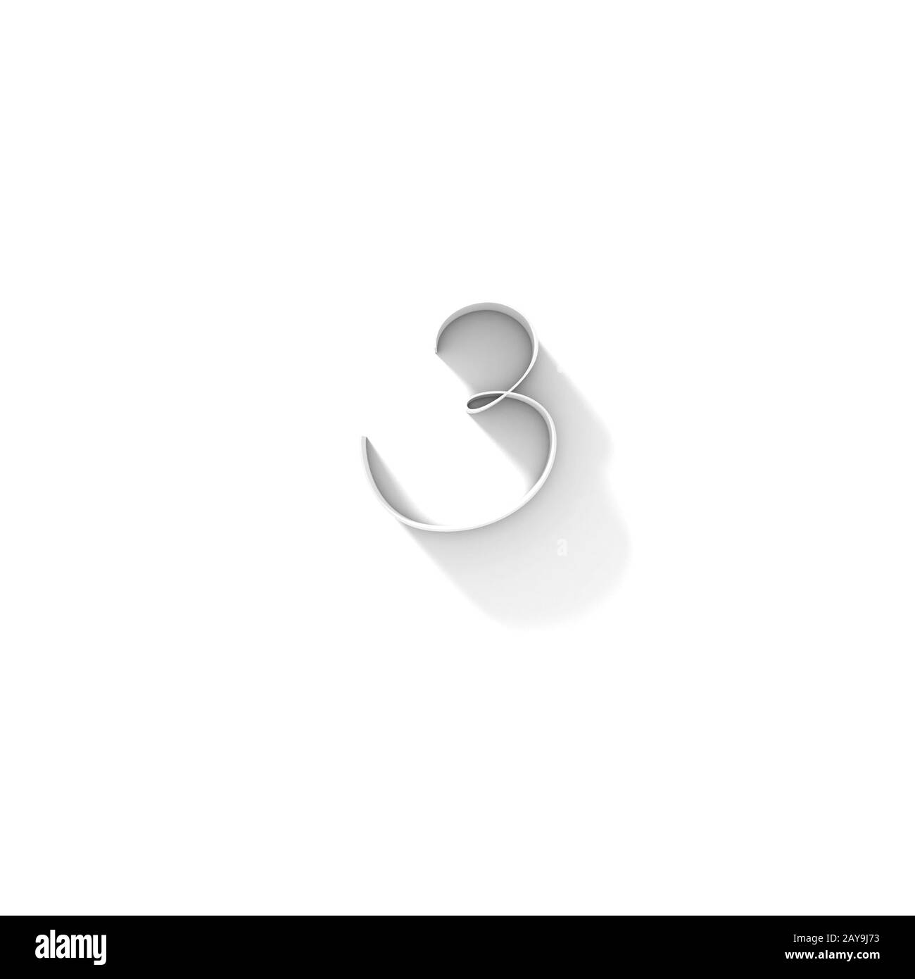Long shadow handwritten font number THREE 3 3D Stock Photo - Alamy