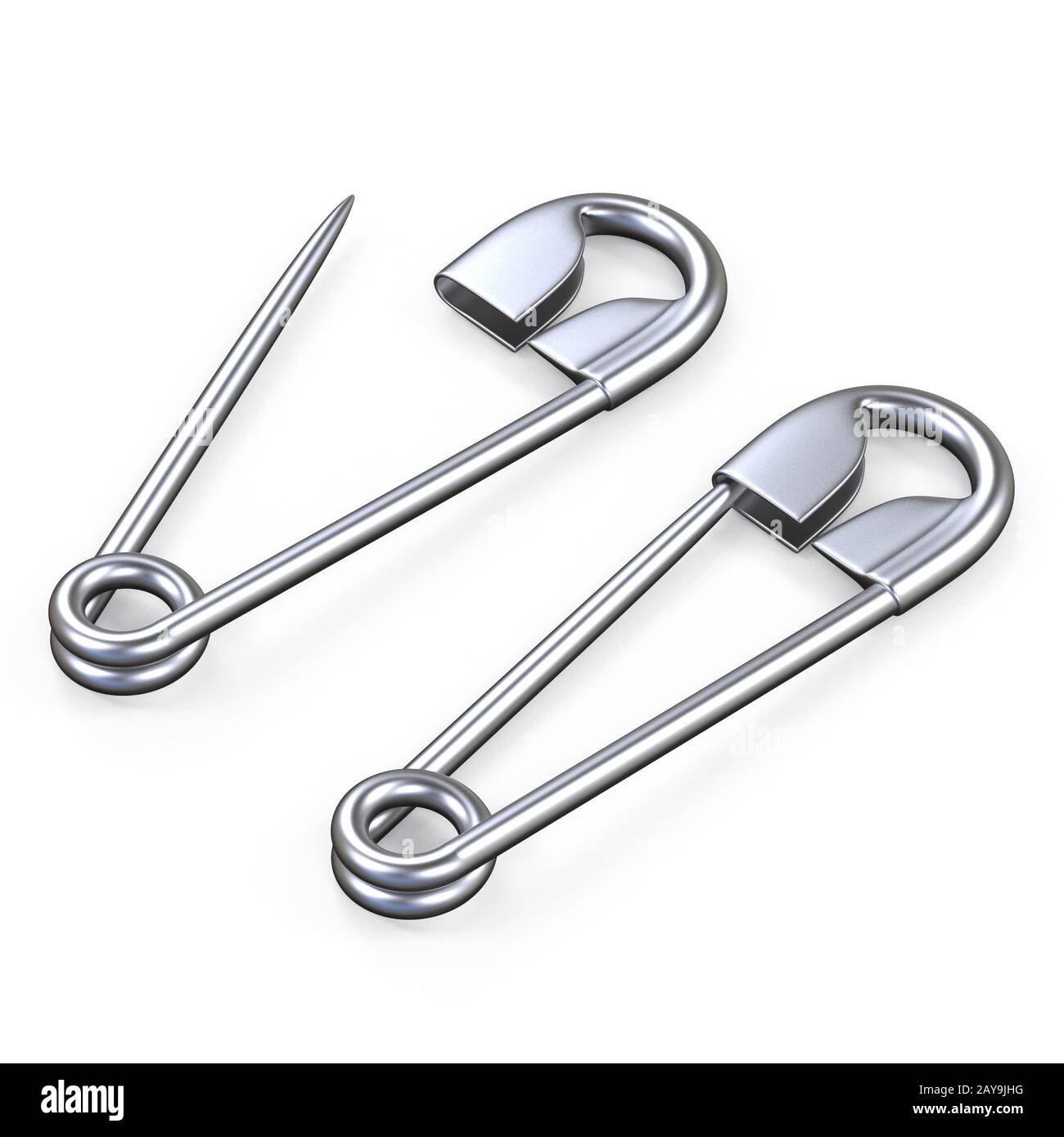 Open and closed safety pins 3D Stock Photo Alamy