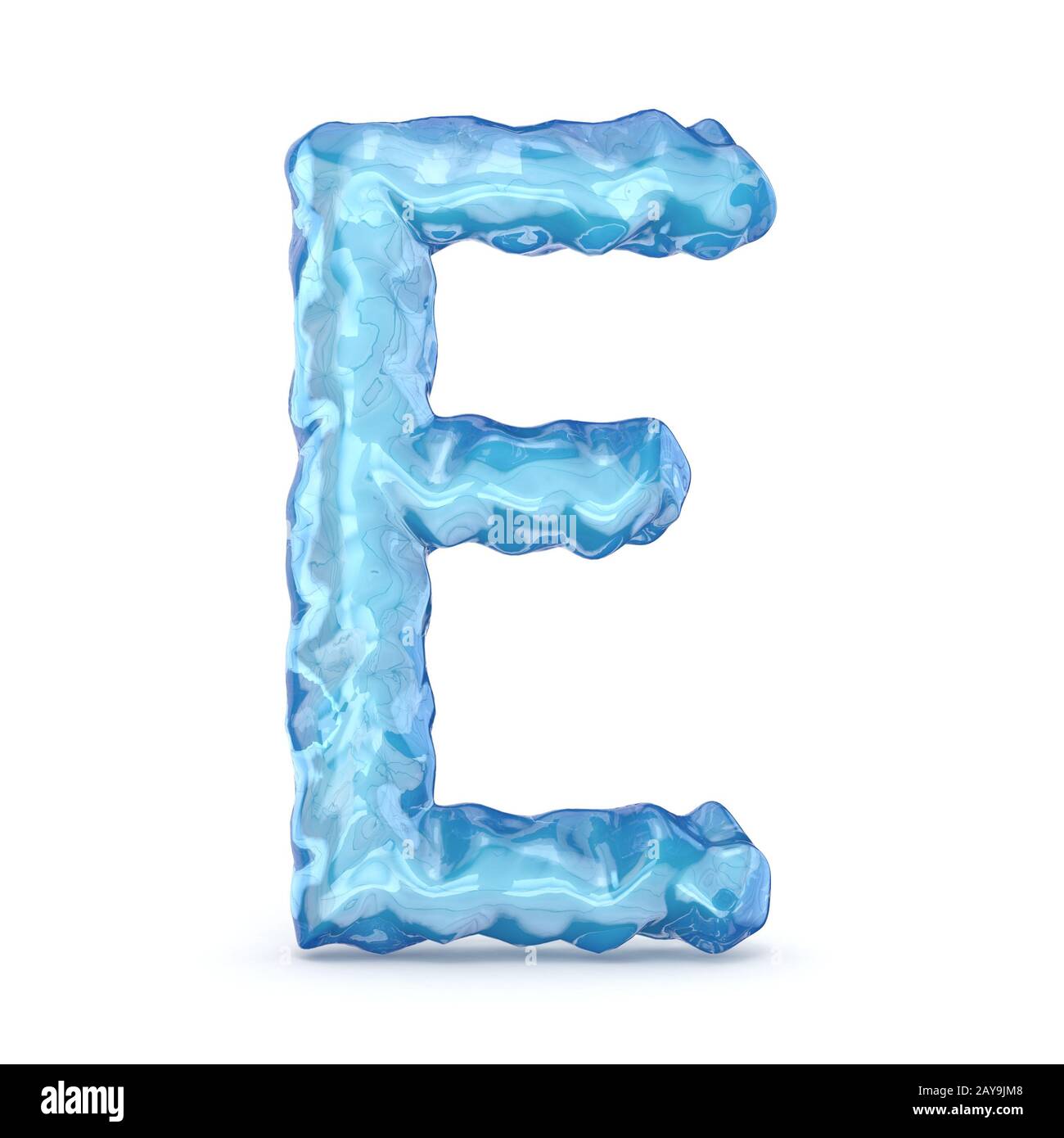 Ice font letter E 3D Stock Photo
