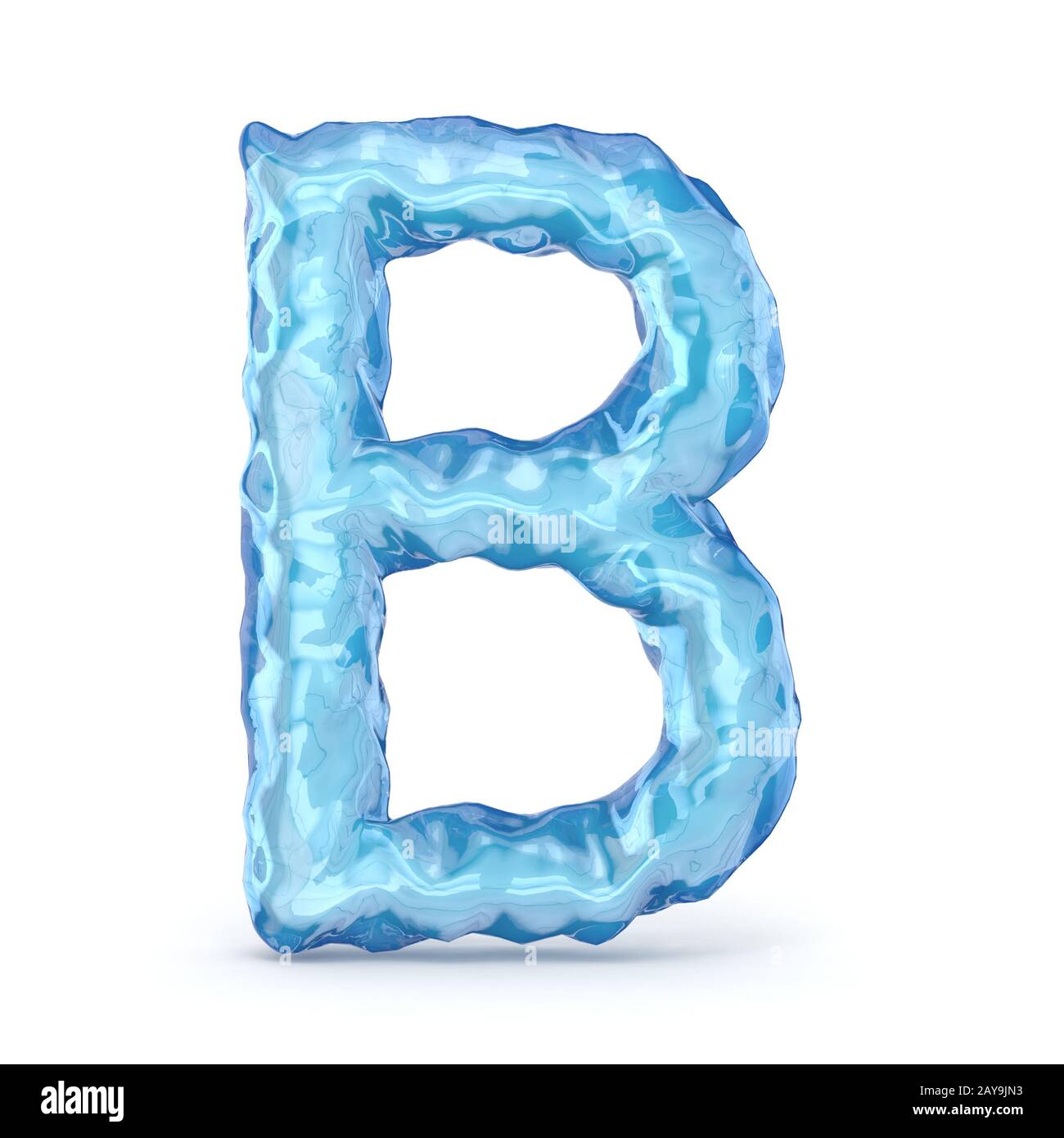 Ice font letter B 3D Stock Photo