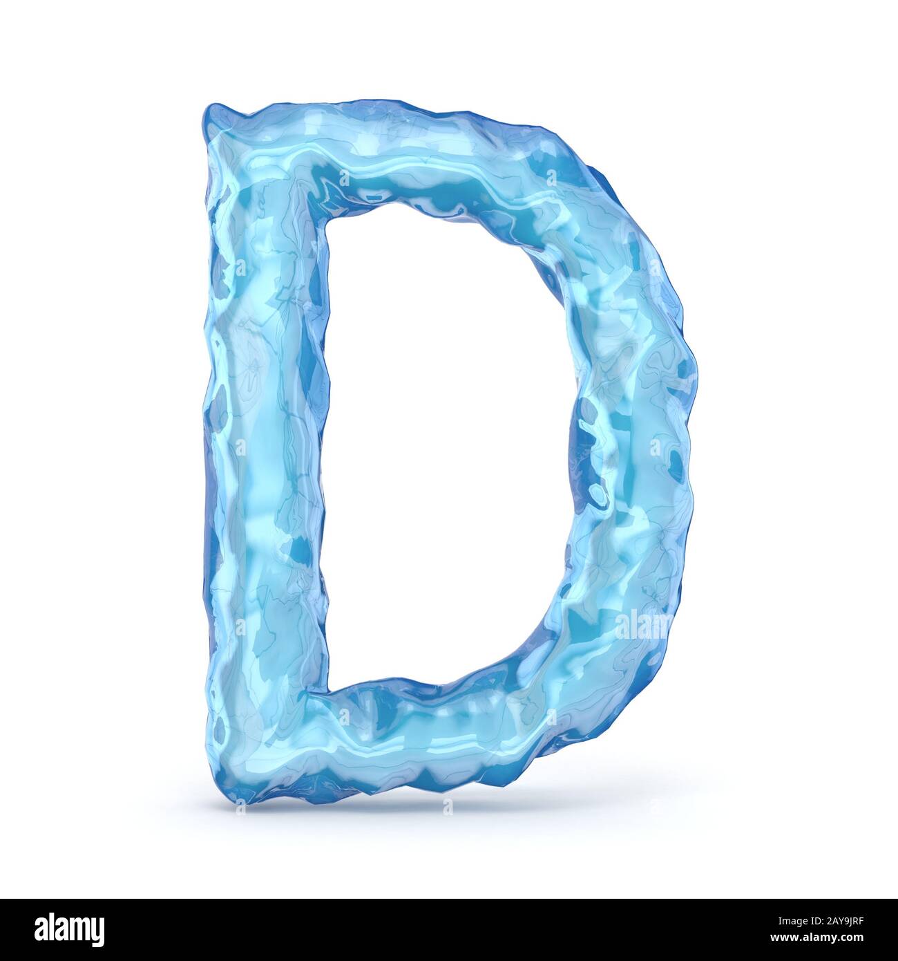 Ice font letter D 3D Stock Photo