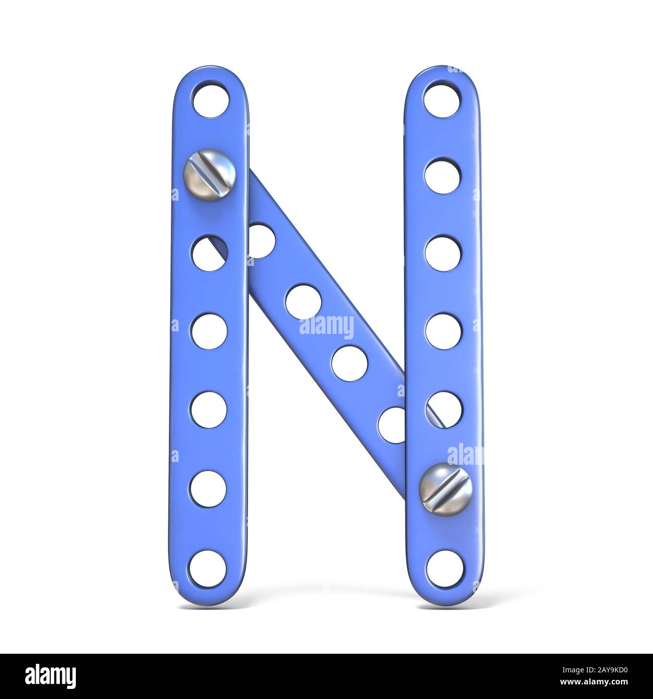 Alphabet made of blue metal constructor toy Letter N 3D Stock Photo Alamy