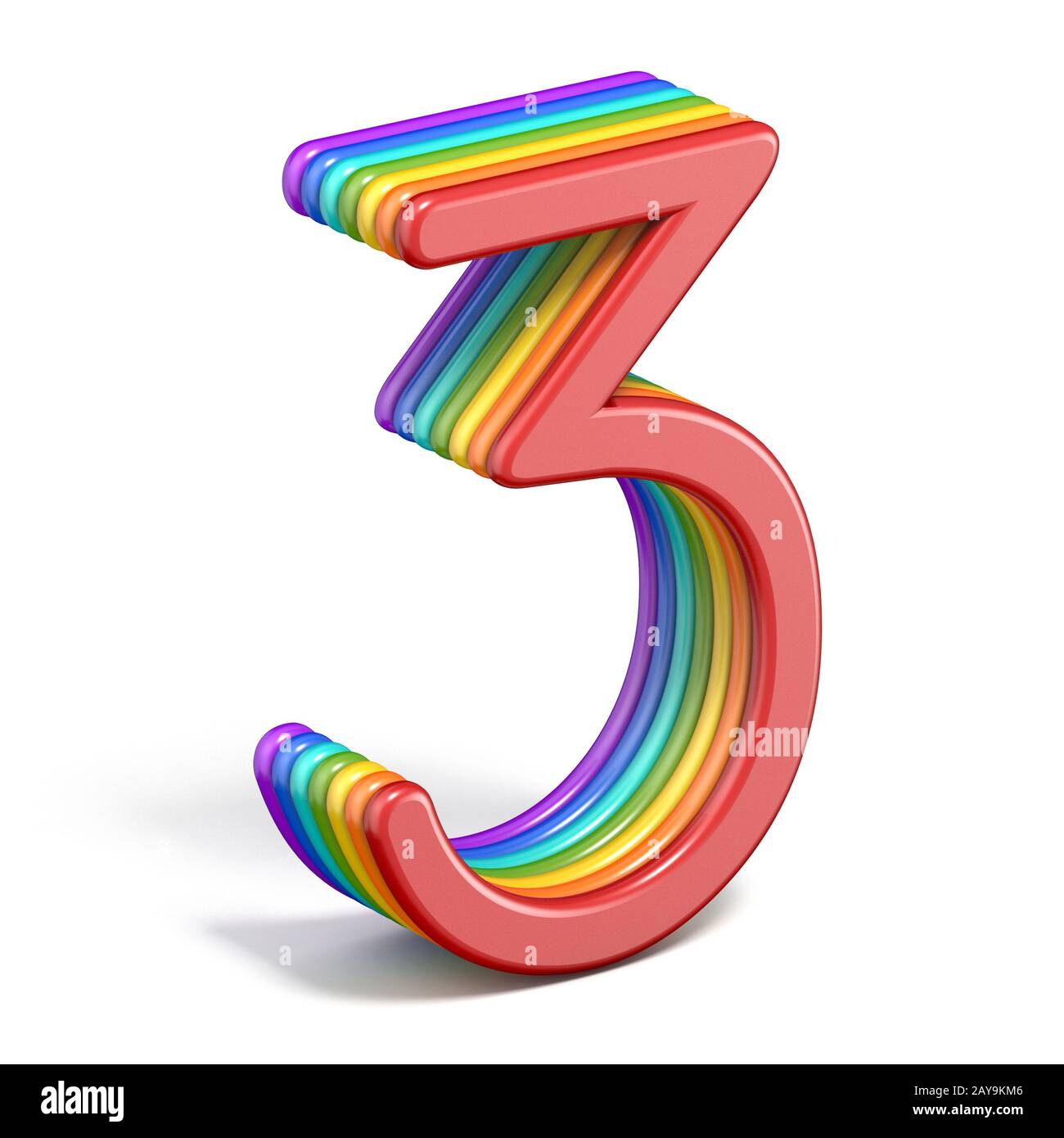 Rainbow font number 3 THREE 3D Stock Photo - Alamy