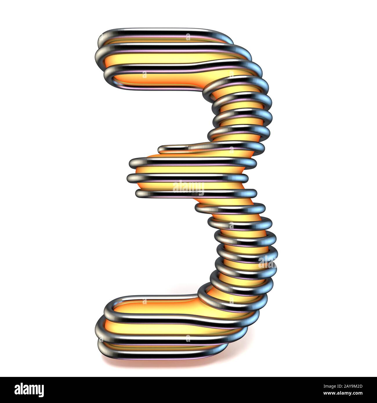 Orange yellow number 3 THREE in metal cage 3D Stock Photo Alamy
