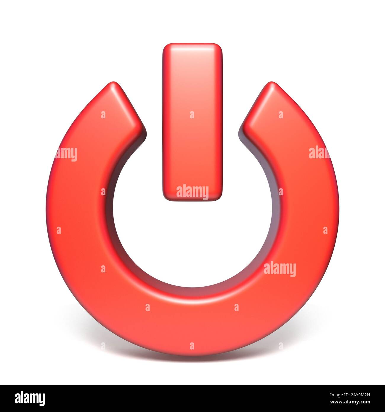 Red power sign 3D rendering illustration on white background Stock ...